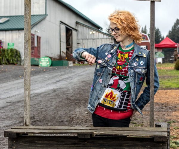Woman looking at her watch