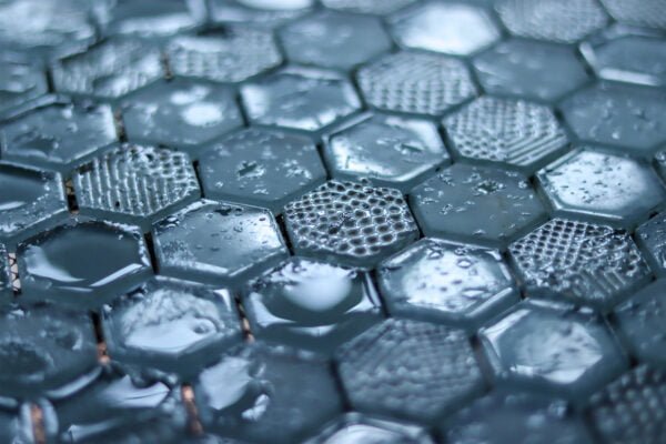 Glass tiles in the rain