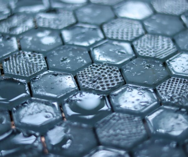 Glass tiles in the rain