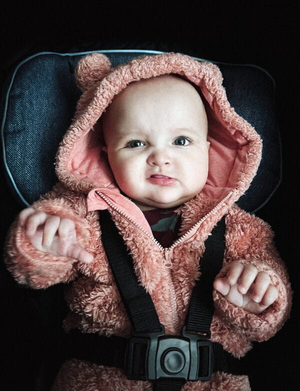 Baby in bear suit